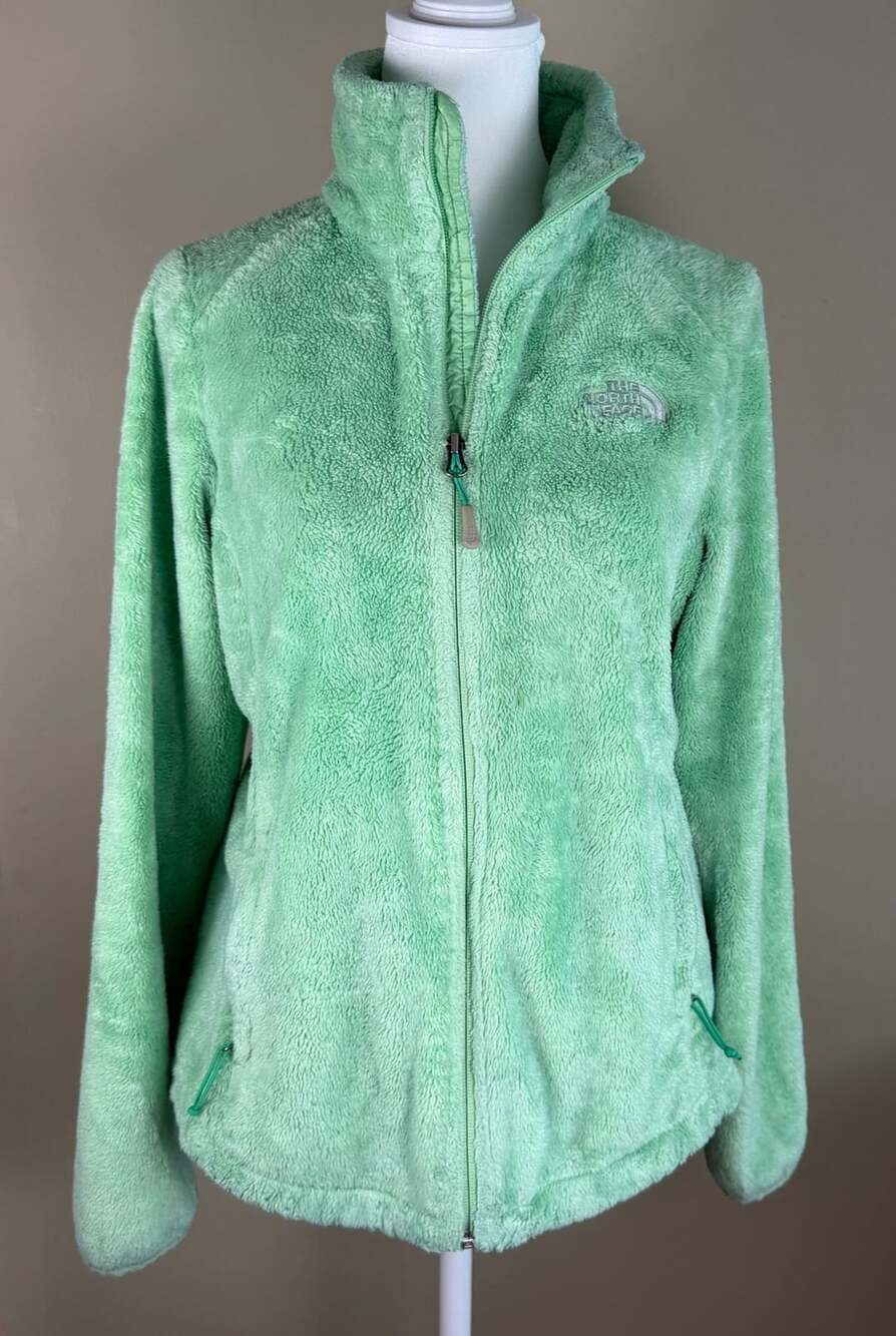 The North Face Osito Fleece Jacket Womens M Mint Green Plush Full Zip TNF